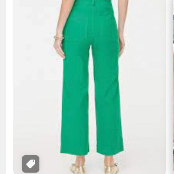 J. Crew Factory CG408 Green High-rise Wide-leg Cropped Pant For Women  size 25 - Picture 2 of 11